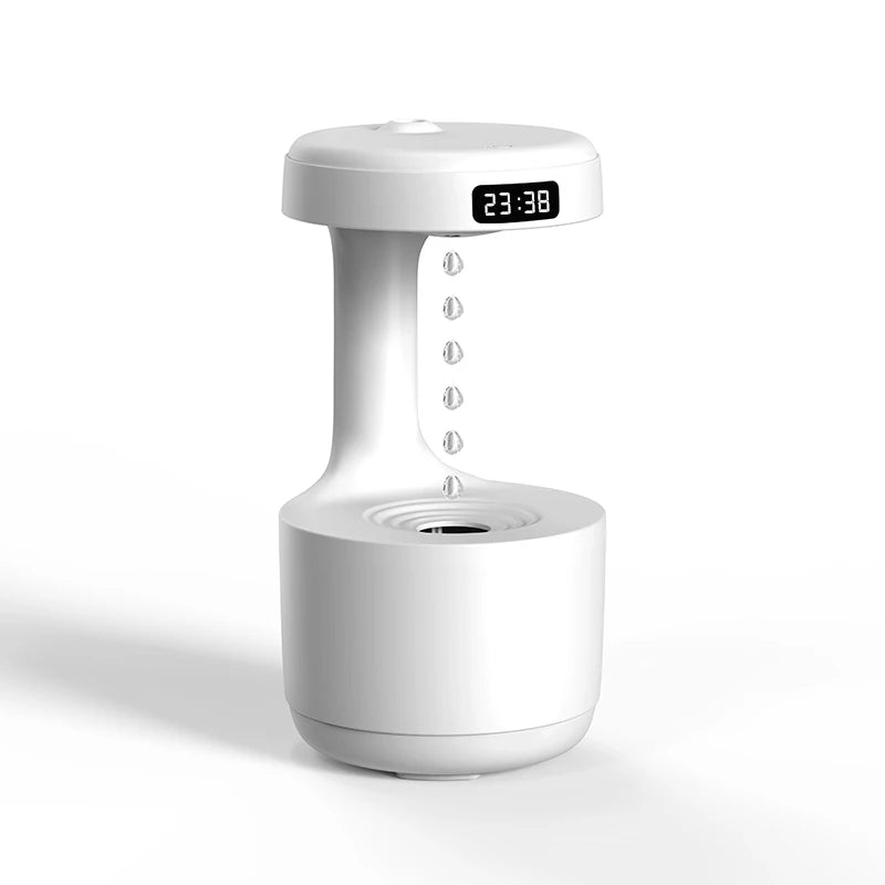 600ML Anti-Gravity Droplet Humidifier Quiet Ultrasonic Humidifier With LED Smart Display Clock Air Purification Fog Humidifier