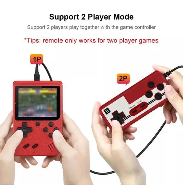 Red Retro Handheld Game Console – 400 Classic Games, Rechargeable, TV-Connectable