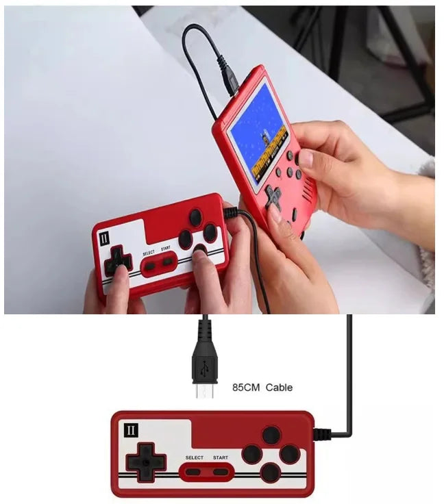 Red Retro Handheld Game Console – 400 Classic Games, Rechargeable, TV-Connectable