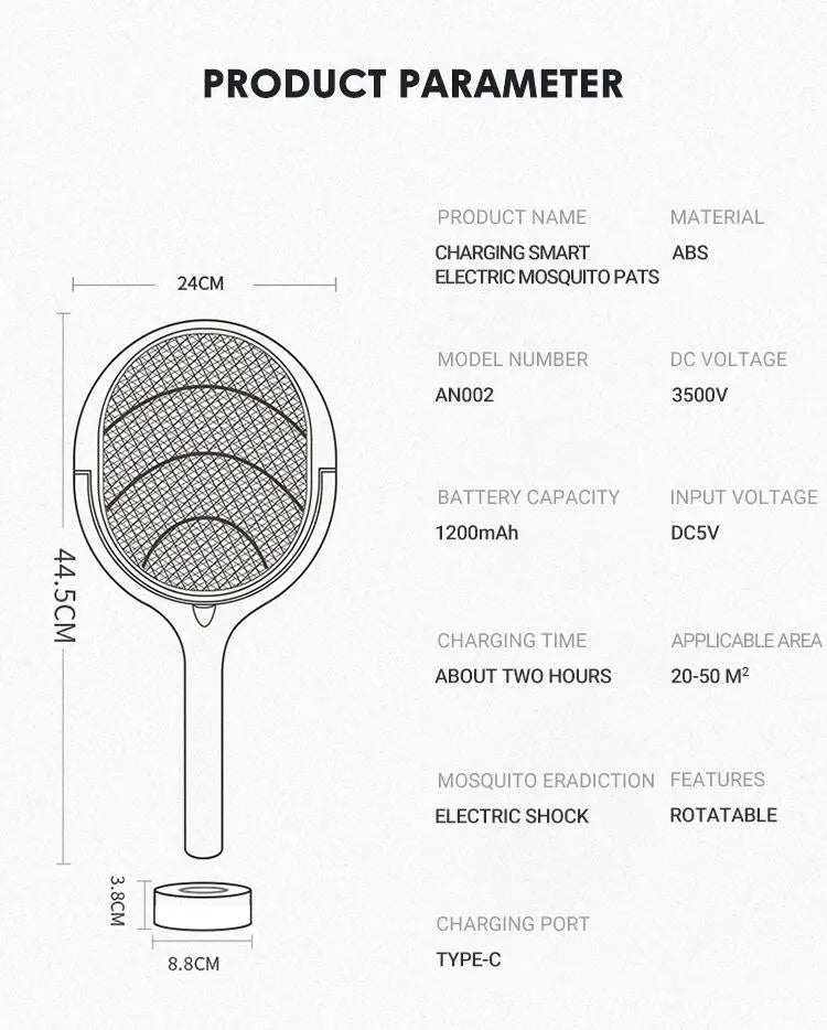 5-in-1 Electric Mosquito Swatter – Battery-Powered Fly & Bug Zapper Lamp