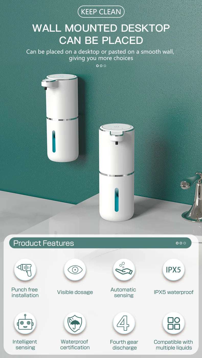 Automatic Touchless Soap Dispenser – Smart Sensor, Rechargeable & Waterproof
