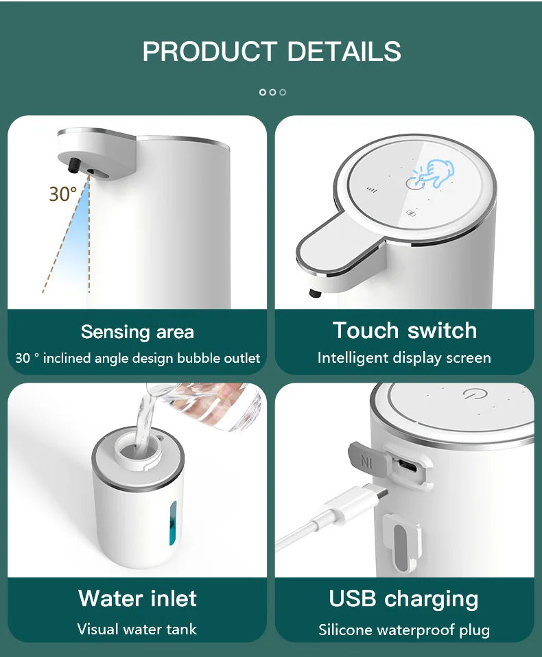 Automatic Touchless Soap Dispenser – Smart Sensor, Rechargeable & Waterproof
