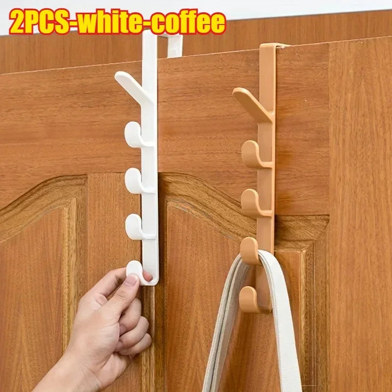 Over-the-Door 5-Hook Clothes & Bag Organizer – Space-Saving Storage Rack