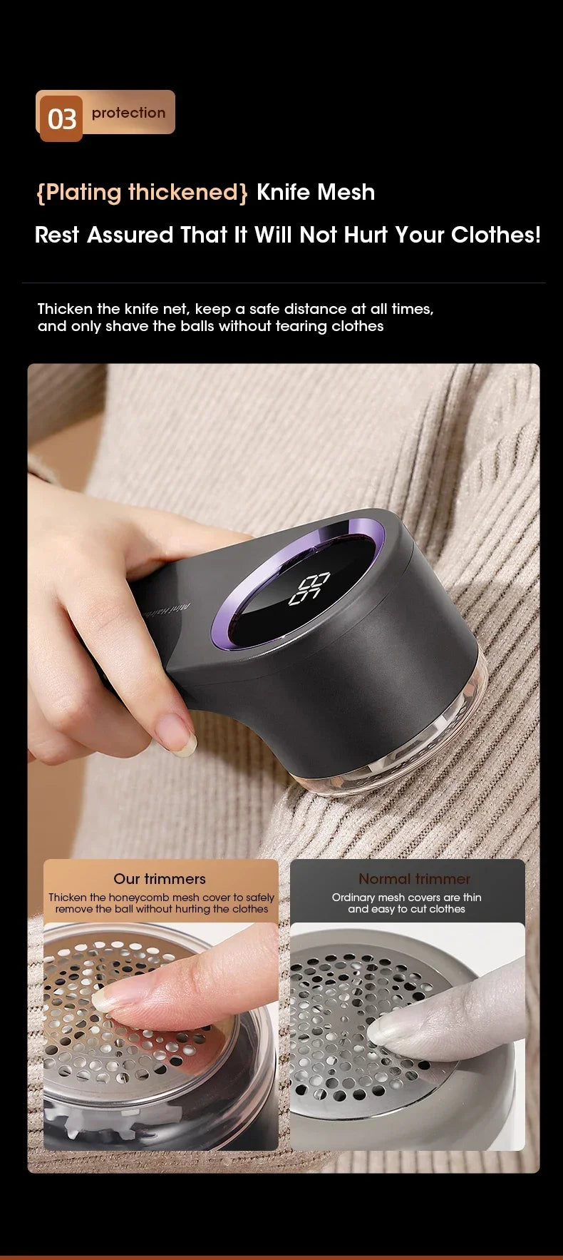 Electric Lint & Fluff Remover – Rechargeable Clothes Shaver with Digital Display