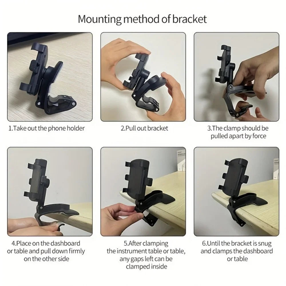 360° Rotating Universal Car Phone Holder – Dashboard Smartphone Mount