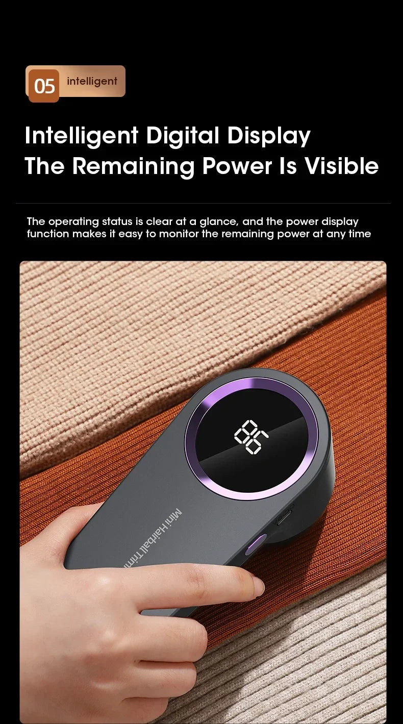 Electric Lint & Fluff Remover – Rechargeable Clothes Shaver with Digital Display
